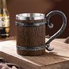 Arola Boccale da Birra Fatto a Mano in legno, Tazza da Birra Vintage in Acciaio Inossidabile,Tazza da Bicchieri Medievale per Caffè/Bevande/Succo 500ml (Design-3)