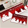 Hoimlm Set di 2 tappetini da cucina di Natale, tappeti natalizi lavabili antiscivolo per corridoio, soggiorno, cucina, Lavanderia (Natale Rosso C, 43x150 cm+43x75 cm)