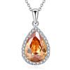 VONSSY Collana con ciondolo in pietra preziosa a forma di pera ovale a goccia | Cristalli Rubino Smeraldo Zaffiro Collana Birthstone