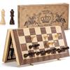 ASNEY Set Di Scacchi Magnetici Aggiornato, Gioco Da Tavolo Da Gioco Da Tavolo In Legno Staunton Da Torneo Da 15 Pollici Con Scacchiera Artigianale E Slot Di Stoccaggio Per Bambini Adulti