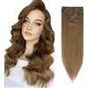 Rich Choices Extension Capelli Veri Clip 25cm Marrone 8pz Estensioni a Clip Remy Human Hair Lisci Naturali Umani Posticci Clips in Extensions (50g #6 Marrone Chiaro)