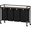 Lifewit Cesto Portabiancheria con Ruote, Mobile Biancheria Sporca con Sacco Porta Biancheria in Tessuto Oxford e Ripiano in Metallo per Lavanderia, Camere da Letto, Bagno, 4 Scomparti, 168 L, Nero