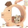 Summidate Salvadanaio in legno personalizzato per ragazzi ragazze bambini grandi banconote infrangibili cambio moneta barattolo risparmio di denaro regalo decorazione (L, salvadanaio in legno)