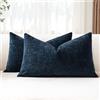 JOTOM Set di 2 Fodere Cuscini 30x50 cm Morbida Ciniglia Fodere decorative Fodere per Cuscini 12x20 Pollici Copricuscini Solidi per Divano Divano Soggiorno Letto Home Decor (Blu Marino)