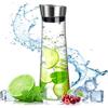 POWZOO Caraffa in vetro 1.5 litri,Caraffa Vetro,Bottiglia in vetro con coperchio e versatore in acciaio inox,Per latte,succhi di frutta,tè,caffè e bevande ghiacciate,Vino Rosso.