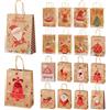 Gudotra 27x21x11cm-16 Pezzi Sacchetti Regalo Natale Carta Kraft Sacchetti Carta Natalizi per Regalo Biscotto Natale