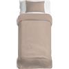 LA DOLCE CASA | Parure Copripiumino Letto Singolo Tinta Unita, 100% Cotone, Set con Sacco 200x150 cm e Federa 50x80cm, Linea Mr. Cotton, Colore Beige