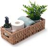 IVAILEX Cesto Vimini Portaoggetti Bagno con Maniglia Cestino di Carta Igienica Giacinto d'Acqua Rettangolare 36 x 16,5 x 9,5 cm