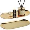EXLECO EXELCO 2 Oro Vassoio Decorativo Acciaio Inox 30cm Ovale Vassoio Bagno Metallo Vassoio per Candele Vassoio da Portata Cestino portaoggetti, Vassoio per Caffe Gioielli Piatti a Buffet Cosmetici Dessert