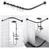 AUBWIG Tenda Doccia Binario Estensibile in Acciaio Inox A Forma di L Vasca da Bagno Angolo Doccia Tenda Asta Nessuna Foratura per Negozio di Abbigliamento Bagno(75-95cmx90-130cm)