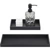 EXLECO EXELCO - Vassoio decorativo per bagno, 30x20 cm, nero, silicone rettangolare per gioielli, candele, asciugamani, vasca da bagno