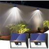 nipify Faretto Led da Esterno Solare，2 Pezzi Luce Solari Esterno con Sensore di Movimento, 3 Modalità Impermeabile Faretti Solare per Giardino, Cortile, Patio, Garage, Parete