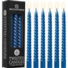 DECO EXPRESS Candele Lunghe Spirale, Set da 6 Candele Antigoccia Contorte, Lunga Durata, Non Profumato per Decorazione Casa, San Valentino, Festa della Mamma (Metallizzato Blu, Set da 6)