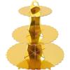 Soleebee Alzata per torte in cartone, 3 ripiani, supporto per cupcake, supporto per muffin, accessorio per feste di compleanno, matrimonio, feste, torte, panini (1 pezzo, oro)