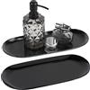 EXLECO EXELCO 2 Nero Vassoio Decorativo Acciaio Inox 30cm Ovale Vassoio Bagno Metallo Vassoio per Candele Vassoio da Portata Cestino portaoggetti, Vassoio per Caffe Gioielli Piatti a Buffet Cosmetici Dessert