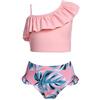Arshiner Ragazze Bikini Tankini Costume da Bagno con Stampa Floreale per Bambini Due Pezzi Hawaiano da Spiaggia Costume da Bagno Piscina Sport Acquatici Costume da Bagno Rosso 4-5 Anni