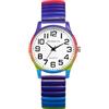 Lancardo Orologio da donna con cinturino elasticizzato: Boemia, analogico, al quarzo, con numeri grandi, quadrante bianco, facile da leggere, per compleanno, San Valentino, Natale, Colore arcobaleno.,