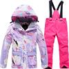 SXSHUN Tuta da sci unisex per bambini, con cappuccio, tuta da neve, 2 pezzi, giacca da neve e pantaloni da neve, impermeabile, 102-2 Pantaloni rosa chiaro, 116 cm-122 cm