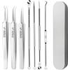 DLPRK 7 pezzi Set di Rimozione Punti Neri Professionali, Estrattore di Acne Acciaio Inox, Kit Comedone Rimozione Strumenti per Uomini Donne, Aspiratore, Leva, Aspira Viso