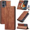 Jasonyu Cover per Motorola Edge 50 Fusion Flip Custodia in Pelle PU, Cover a Libro Portafoglio, Funzione Supporto, Magnetica, Slot Schede, TPU Bumper Caso Custodia (Marrone)