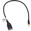 vhbw Adattatore OTG Compatibile con Hyundai, Honda, Ford, Fiat, Dacia, Citroen dispositivi Portatili - Cavo da Porta USB a connettore AUX Nero