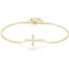 GAVU Bracciale Donna con Croce in Argento 925 Placcato Oro 14K, Bracciale Crocifisso da Donna Regalo Cresima Comunione