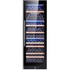 BODEGA43-145 Cantinetta vino multifunzionale con 3 zone di temperatura, 145 bottiglie, 41 dB, da incasso e a libera installazione, porta di design vetro nero, 7 ripiani estraibili in legno di mogano