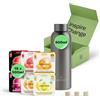 waterdrop MICRODRINK waterdrop® Bottiglia 600ml con 18 Drops senza zucchero - idee regalo donna - Pacchetto degustazione con Borraccia in acciaio inox e 6 gusti aromatizzanti per acqua - robusto borraccia termica