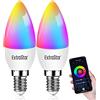 EXTRASTAR Lampadina Alexa E14 Wifi,2700k-6500k,Lampadine LED Intelligence RGBCW 6W Wifi, Compatibile con Alexa e Google Home, 2 Pcs