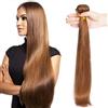 SEGO Extension Capelli Veri Tessitura Matassa Virgin Human Hair Lisci 100g/Fascia Hair Extensions da Cucire Umani Brasiliani 30cm #30 Castano Ramato Chiaro