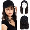 SEGO Extension Capelli Corto Lisci Bob Hat Baseball Mossi Sintetico Sportivo Regolabile Utilizzo Parrucche 20 cm Marrone scuro