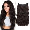 SEGO Lunga Extension Capelli Filo Invisibile Estensioni Capelli Finti Per Treccine Mossi Sintetiche Posticci Per Capelli Ondulati Ricci Donna 60 cm Castano scuro