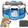KQWVZ Box Pieghevole Per Animali Domestici, Box Per Gatti, Box Per Cani Piccoli, Box Cani Per Interno, Recinto Pieghevole Per Cani, Box per Cuccioli per Piccoli Animali, 74 x 74 x 43 cm (Beige+Blu)