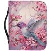 Kuiaobaty Custodia per libri con manico e fiori di colibrì con cerniera, copertine per libri rosa floreali per libri in brossura custodia protettiva per donne