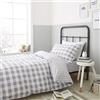 Catherine Lansfield Check and Stripe Grey Parure Copripiumino 240x220+60x70(2)