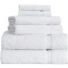 BERIBO Set di 6 asciugamani turchi, 2 asciugamani da bagno, 2 asciugamani per le mani, 2 asciugamani per il viso, 620 g/m², 100% cotone (bianco)