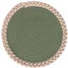 Villa d'Este Home Tivoli Set 3 Tovaglietta in policotone, cornice intrecciata in juta, Ø 38x1,5cm, Shades of Greenery