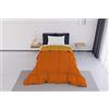 Italian Bed Linen Trapunta Invernale Singola 170x260 cm, Bicolore, Doubleface, Microfibra, Made in Italy - Piumone Imbottitura 300gr Arancio/Giallo