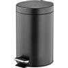 mDesign Bidone spazzatura rotondo con volume di 3 L - Pattumiera a pedale in metallo e plastica - Perfetto come contenitore raccolta differenziata per bagno, cucina o ufficio - nero