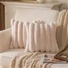 Yaertun 2 Pezzi Copricuscini Velluto Righe Super Morbido Peluche Peli artificiali di coniglio Fodere per Cuscino per la Decorazione Domestica Soggiorno Camera da Letto Divano Beige 40x40 cm