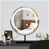 MantoLite Specchio Da Tavolo Rotondo Con Interruttore a Sfioramento, 40cm Grande Specchio Cosmetico Con Luci Ruotabile a 360°, Nero LED Specchio per Trucco