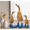 Rikmani - Figura di legno Anatra Stivali Blu - Fatto a mano in legno Decorazione Regalo Figurina 26 cm