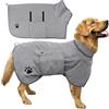 Aurmly Accappatoio Cane Ultra Assorbente, Regolabile, Grigio Cappottino, Asciugatura Rapida, Uso Interno & Esterno, Taglia XL