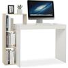 Mondeer Scrivani, Scrivania per Computer con Ripiani a 3 Livelli, Salvaspazio, per Ufficio Domestici Postazioni di Lavoro Camera da Letto Studio, 110 x 40 x 92 cm, Bianco e Legno