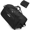 TUGUAN Borsone con Ruote da Viaggio 110 Litri Valigia Morbida Borsa da Viaggio Pieghevole con Ruote 71 cm per Sport Campeggio Bagaglio a Mano Duffel Bag, Nero