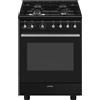 Smeg Cucina CX61GMBL con forno termoventilato e piano cottura gas finitura nero da 60x60 cm