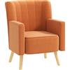HOMCOM Poltrona d'Arredo Moderna con Schienale Inclinato, in Tessuto Effetto Velluto, 70x76x92 cm, Marrone