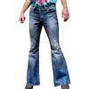 WAZHAKU Jeans da uomo, jeans a zampa, blu scuro, stile vintage, Blu, XL