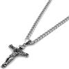 Jewow Gioielli Acciaio Inossidabile Uomo Gesù Cristo Croce Collana con Pendente,6mm Larghezza Catena