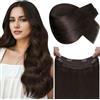 LaaVoo Extension Capelli Veri Filo Invisibile, Castano Scuro, 35cm 80g, Capelli Remy Lisci, Morbidi e Setosi, per Sposa e Matrimonio, Colore 2